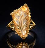 925 zilver verguld - 20 ct citrien - zirkon - Ring