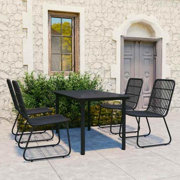 vidaXL 5-delige Tuinset poly rattan en glas, Tuin en Terras, Tuinsets en Loungesets, Verzenden, Nieuw, Tuinset