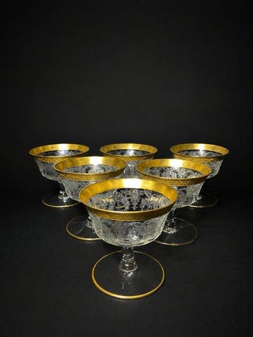 France, XX - Champagneglas (6) - Oude décor gegraveerd -, Antiek en Kunst