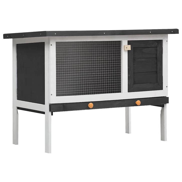 vidaXL Konijnenhok voor buiten met 1 verdieping hout grijs, Animaux & Accessoires, Rongeurs & Lapins | Cages & Clapiers, Envoi