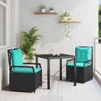 vidaXL Tuin Eettafel Set 3 pcs Zwart poly rattan, Tuin en Terras, Verzenden, Nieuw