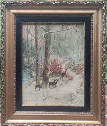Hans Hochgürtel (1897-1968) - Rehe im verschneiten Wald