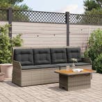 vidaXL 3-delige Loungeset met kussens poly rattan grijs, Verzenden, Nieuw, Loungeset