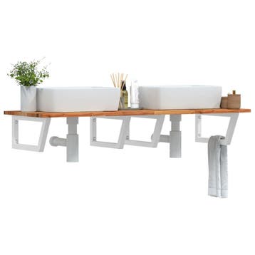 vidaXL Badkamer wandschap staal en massief acaciahout, Verzenden, Nieuw