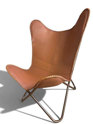 Fauteuil - Vlinderstoel - Leder, Metaal - Vlinderstoel -, Huis en Inrichting, Nieuw