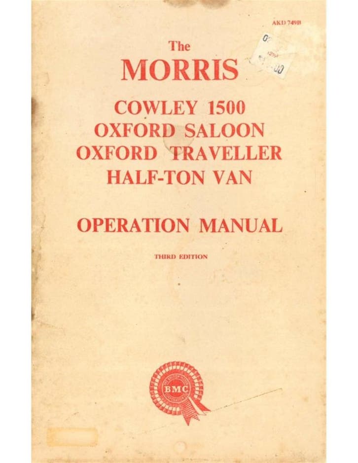 1957 MORRIS COWLEY 1500 | OXFORD SALOON | OXFORD TRAVELLER, Auto diversen, Handleidingen en Instructieboekjes