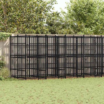 vidaXL Hondenkennel 14,75 m² staal, Verzenden