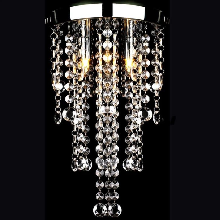 vidaXL Plafondlamp met kristalkralen metaal wit, Maison & Meubles, Lampes | Lustres, Envoi