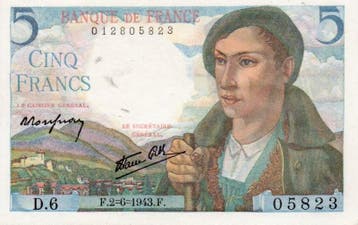 France Frankreich Fay 05/01 5 Francs Berger 02/06/1943 Pi..., Verzenden, België