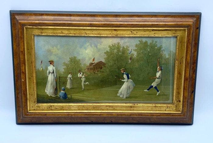 École italienne (XX) - Four Edwardian tennis scenes, Antiek en Kunst, Kunst | Schilderijen | Klassiek