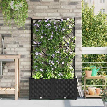 vidaXL Plantenbak 2 st Zwart 80 x 40 x 143 cm PP, Verzenden, Nieuw