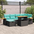 vidaXL 7-delige Loungeset met kussens poly rattan acacia, Verzenden, Nieuw, Loungeset