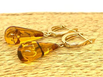 Honey & Cognac Glow - Prachtige Baltische amber oorbellen –, Verzamelen, Nieuw
