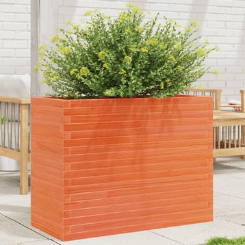 vidaXL Plantenbak 90x40x68,5 cm massief grenenhout wasbruin, Verzenden, Nieuw