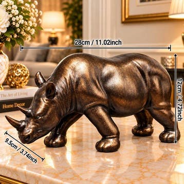 Beeldje - Rustic Rhino Sculpture - Hars