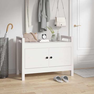 vidaXL Halbankje 80x40x60 cm massief grenenhout wit, Verzenden, Nieuw