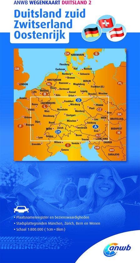 ANWB Wegenkaart Duitsland Zuid/Zwitserland/Oostenr ANWB, Livres, Guides touristiques, Envoi