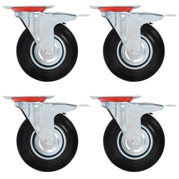 vidaXL Zwenkwielen met dubbele remmen 4 st 125 mm, Verzenden, Nieuw