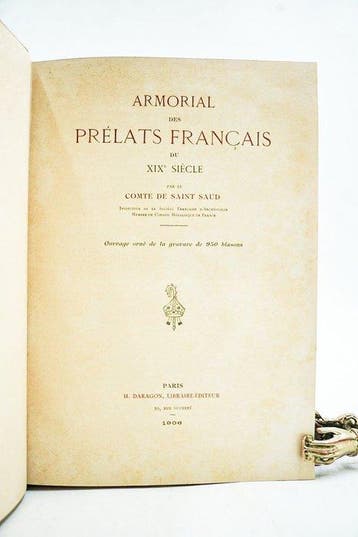 Comte De Saint Saud - Armorial des prélats français du XIXe