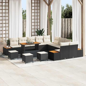 vidaXL Tuinbank Set 14 st 13-Aantal zitplaatsen Zwart en, Verzenden, Nieuw