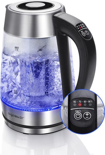 Waterkoker met temperatuurregeling - RVS - met LED - 1.7L -, Verzenden