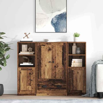 vidaXL Highboard met lade 3 pcs Oud Hout Bewerkt hout, Verzenden, Nieuw