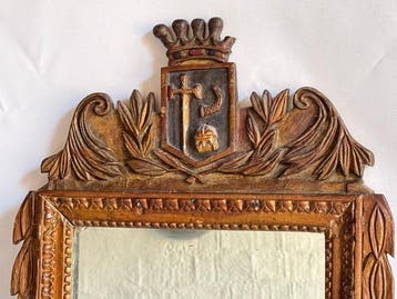 Spiegel - Verguld hout - Spiegel met wapenschild,