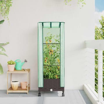 vidaXL Tuinschutting met Kasbedekking en Wielen Bruin 40 x, Verzenden