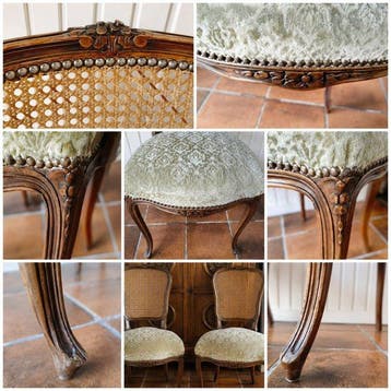 Chaise (2) - Bois, Textile - 2 chaises classiques