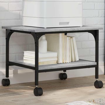 vidaXL Printerkastje 2-laags 50x40x38 cm bewerkt hout grijs, Verzenden