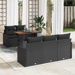 vidaXL Tuinbank Set met kussen 6 pcs Zwart poly rattan, Verzenden, Nieuw
