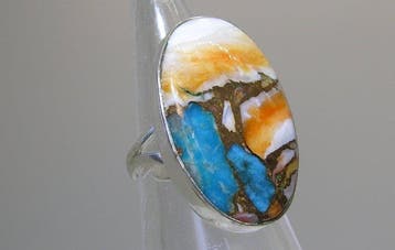 Turquoise ring - Hoogte: 30 mm - Breedte: 19 mm- 7.1 g - (1)