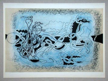 Georges Braque (1882-1963) - Char noir sur fond bleue