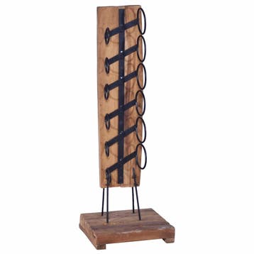 vidaXL Wijnrek voor 6 flessen 35x35x100 cm massief teakhout, Verzenden