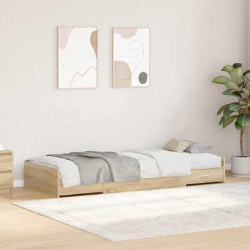vidaXL Bedframe met hoofdeinde Sonoma Eik 75 x 190 cm, Verzenden