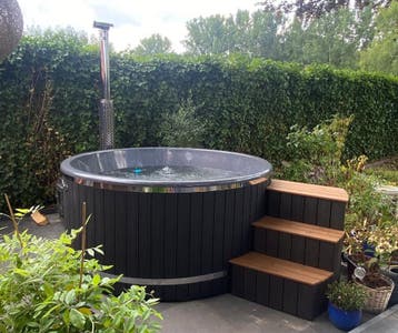 Hottub XL 6-8 Personen | Houtgestookt | Hydromassage, Verzenden, Nieuw, Vast