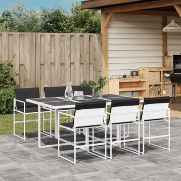 vidaXL 7-delige Tuinset met kussens textileen wit, Verzenden, Tuinset