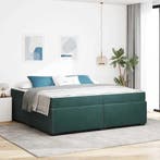 vidaXL Bedframe met matras Donkergroen 200 x 200 cm Stof, Verzenden