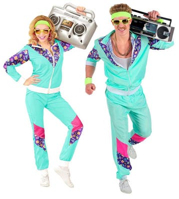 Neon 80S Trainingspak Fout Lichtblauw, Verzenden, Nieuw