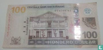 100dollarsuriname 2012 - 2012, Postzegels en Munten, Bankbiljetten | Amerika, Verzenden, Los biljet