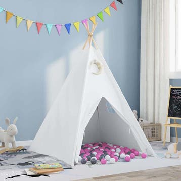 vidaXL Teepee Tent Wit 120 x 120 x 150 cm Stof en Plastic, Verzenden