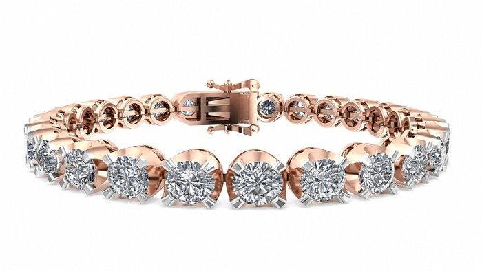 Armband - 14 karaat Roségoud - 10.00ct. tw. Diamant, Handtassen en Accessoires, Armbanden
