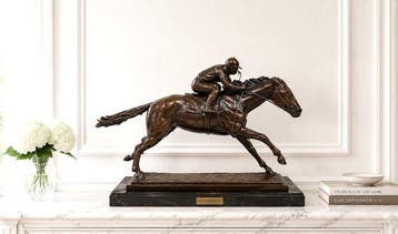 sculptuur, Race Horse by Arnadia. - 41 cm - marmer brons, Antiek en Kunst