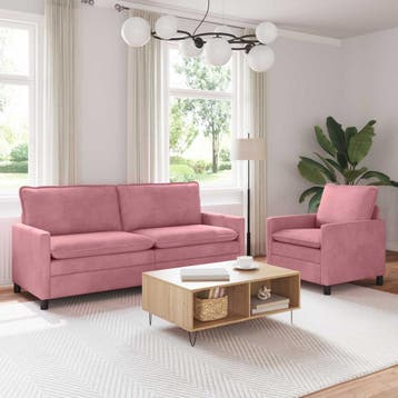 vidaXL bank / zetelstel 2 st Roze Fluweel, Verzenden, Nieuw