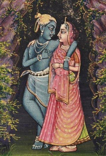 Artista di scuola Nathdwara - Ka e Rdh nel Monte