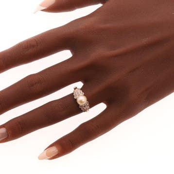 Ring - 18 karaat Geel goud Diamant (Natuurlijk) - Parel -