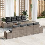 vidaXL Tuinbank Set met kussen 9 pcs Grijs poly rattan, Verzenden