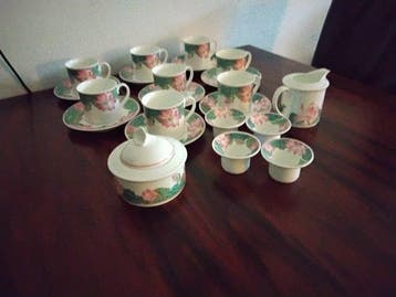Villeroy & Boch - Tafelservies (14) - Jade/lotusbloemen -
