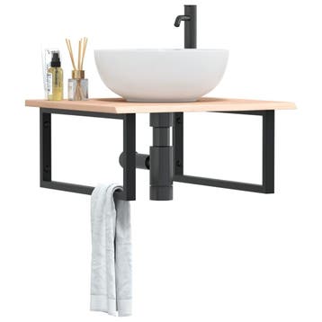 vidaXL Badkamer wandschap staal en massief eikenhout, Verzenden