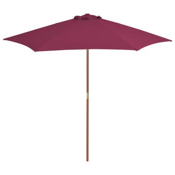 vidaXL Parasol met houten paal 270 cm bordeauxrood, Verzenden, Nieuw